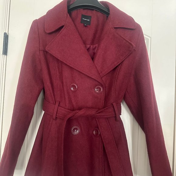 Rampage Double-Breasted Belted Peacoat - Sz M - Picture 4 of 10